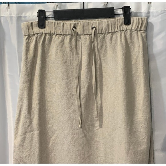 Eileen Fisher Women's PS 100% Organic Linen Drawstring Elastic Waist Slit Skirt - Picture 2 of 12